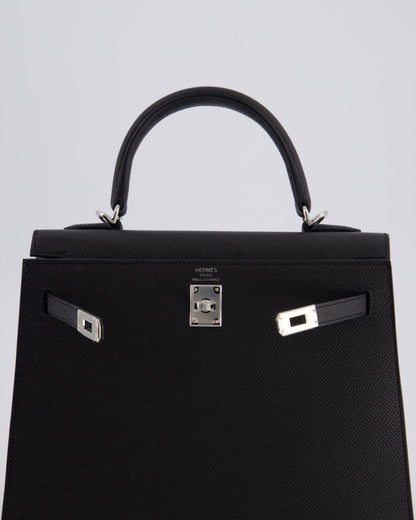 Hermès Kelly Bag Sellier 25cm in Noir Epsom Leather with Palladium Hardware
