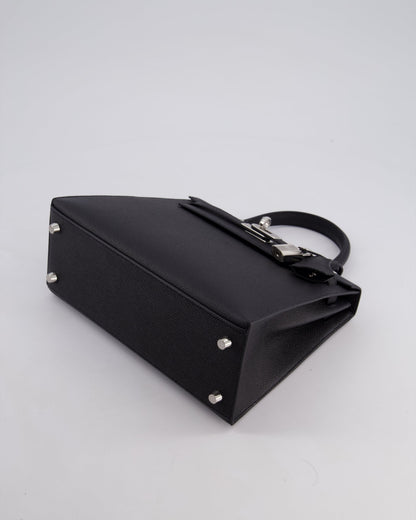 Hermès Kelly Bag Sellier 25cm in Noir Epsom Leather with Palladium Hardware