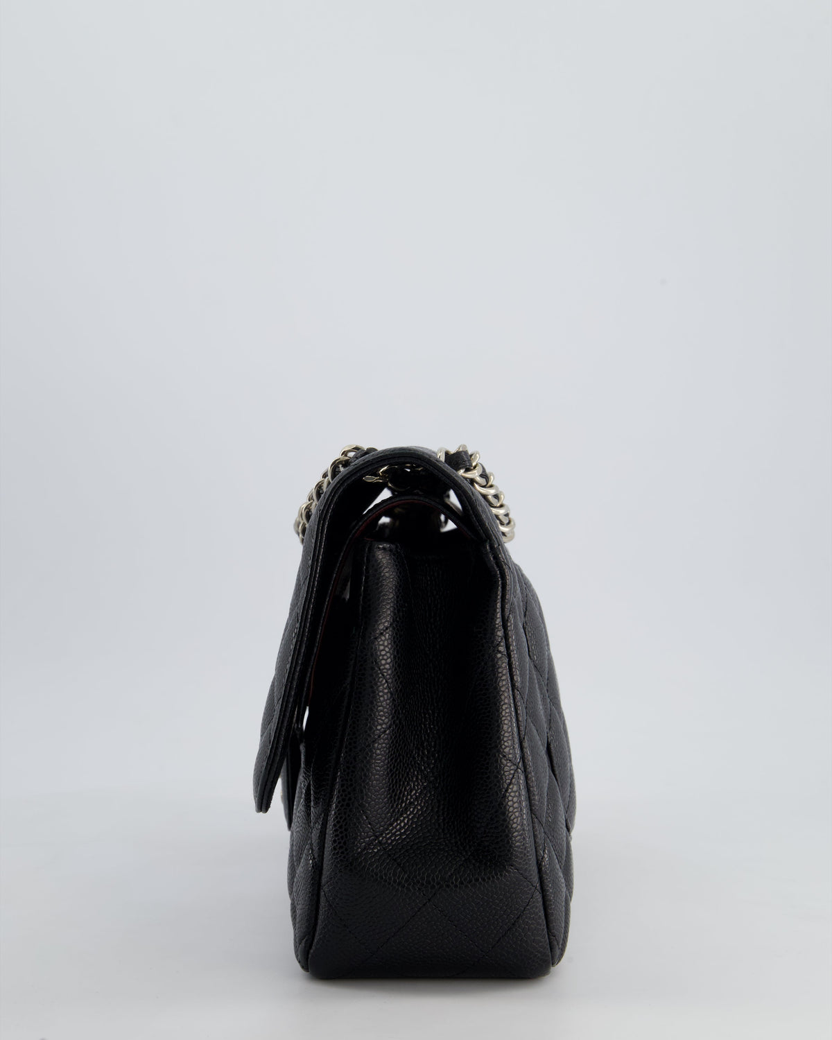 Chanel Black Jumbo Classic Double Flap Bag in Caviar Leather with Silver Hardware