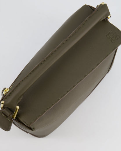 Loewe Small Puzzle Edge Bag in Dark Khaki Smooth Calfskin Leather with Gold Hardware RRP £2,700