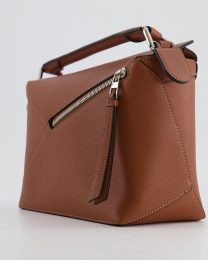 Loewe Small Puzzle Edge Bag in Brown Smooth Calfskin Leather with Silver Hardware RRP £2,700