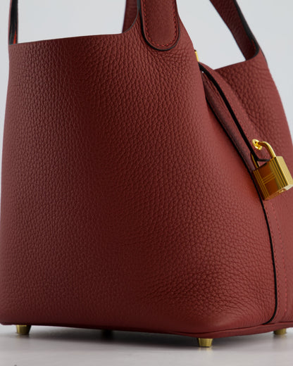 *HOT & RARE* Hermès Picotin Lock Bag 18cm in Rouge H Clemence Leather with Gold Hardware