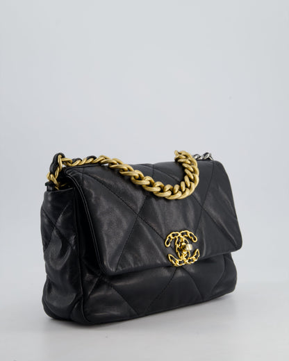 Chanel 19 Small Flap Bag in Black Goatskin Leather with Tricolour Hardware