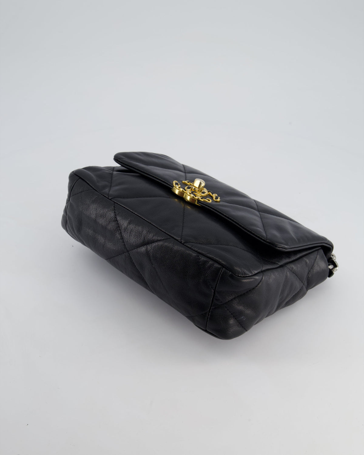 Chanel 19 Small Flap Bag in Black Goatskin Leather with Tricolour Hardware