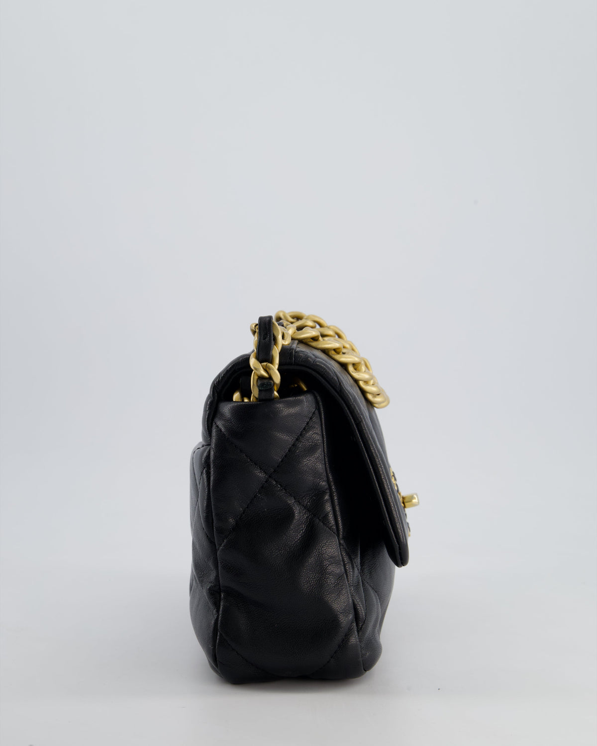 Chanel 19 Small Flap Bag in Black Goatskin Leather with Tricolour Hardware