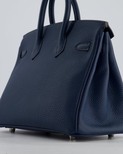 *HOT* Hermès Birkin Retourne 25cm Bag in Bleu De Prusse Togo Leather with Palladium Hardware