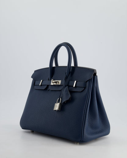 *HOT* Hermès Birkin Retourne 25cm Bag in Bleu De Prusse Togo Leather with Palladium Hardware