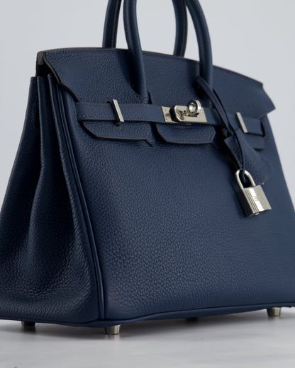 *HOT* Hermès Birkin Retourne 25cm Bag in Bleu De Prusse Togo Leather with Palladium Hardware