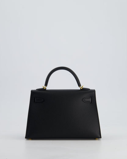 *HOT* Hermès Mini Kelly II 20cm Bag In Noir Epsom Leather with Gold Hardware