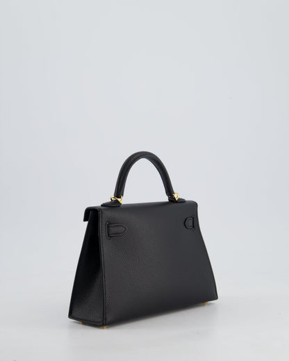 *HOT* Hermès Mini Kelly II 20cm Bag In Noir Epsom Leather with Gold Hardware