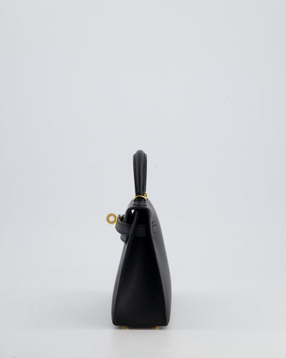*HOT* Hermès Mini Kelly II 20cm Bag In Noir Epsom Leather with Gold Hardware