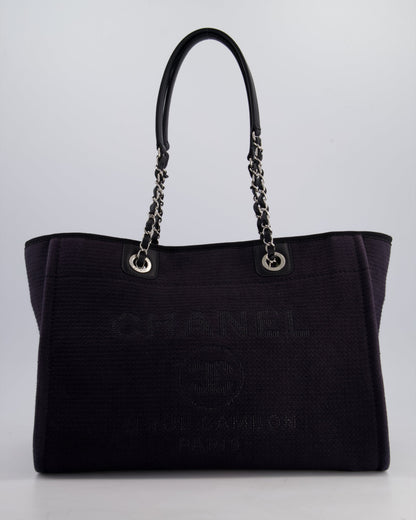 Chanel Black Small Canvas Deauville Tote Bag with Silver Hardware
