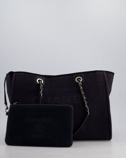 Chanel Black Small Canvas Deauville Tote Bag with Silver Hardware