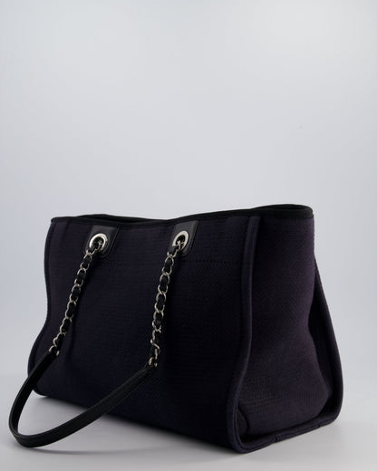 Chanel Black Small Canvas Deauville Tote Bag with Silver Hardware