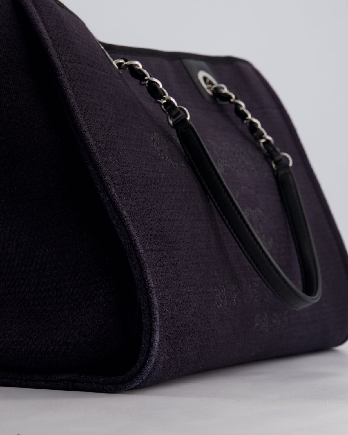 Chanel Black Small Canvas Deauville Tote Bag with Silver Hardware