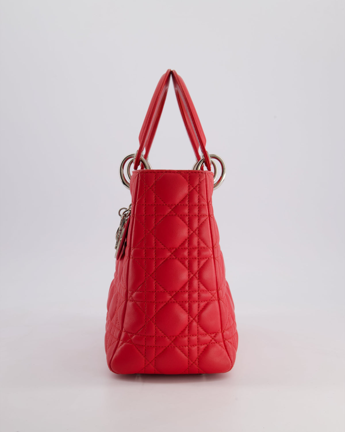 *FIRE PRICE* Christian Dior Strawberry Red Medium Lady Dior Bag in Cannage Lambskin with Silver Hardware
