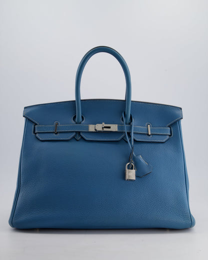 *HOT* Hermès Birkin 35cm Bag in Blue Jean Togo Leather with Palladium Hardware