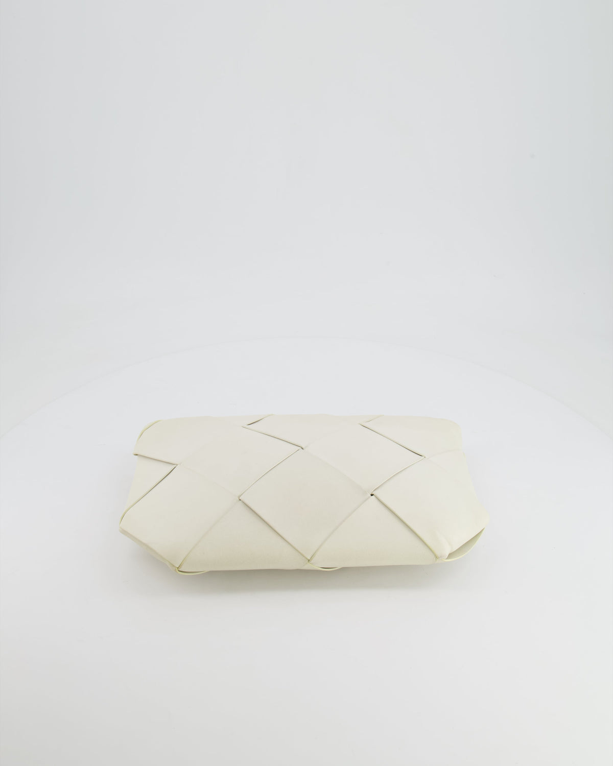 Bottega Veneta White Intrecciato Large Leather Clutch Bag with Silver Hardware