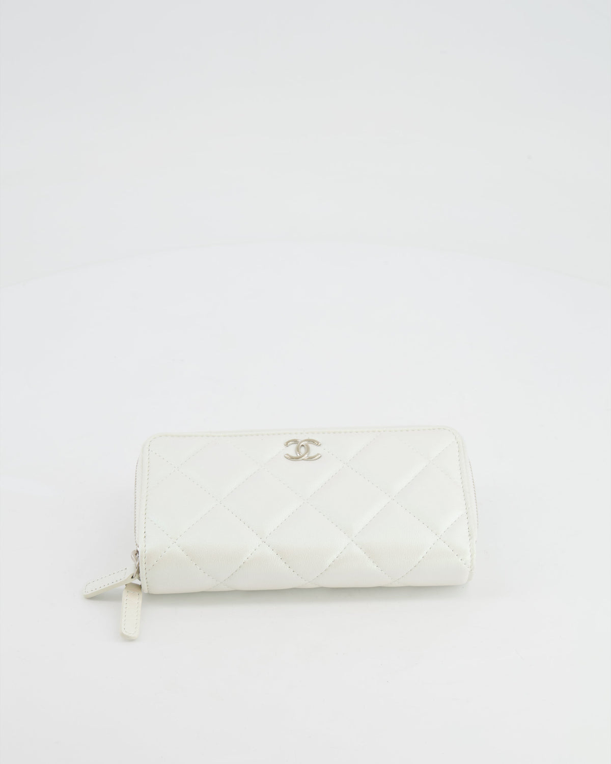 *HOT* Chanel Coco Neige White Pearlescent Lambskin Belt Bag with Silver Hardware