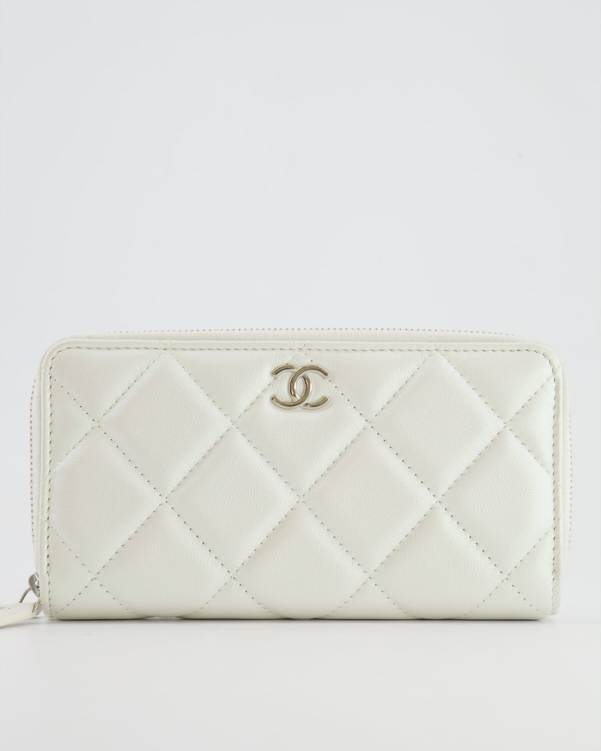 *HOT* Chanel Coco Neige White Pearlescent Lambskin Belt Bag with Silver Hardware