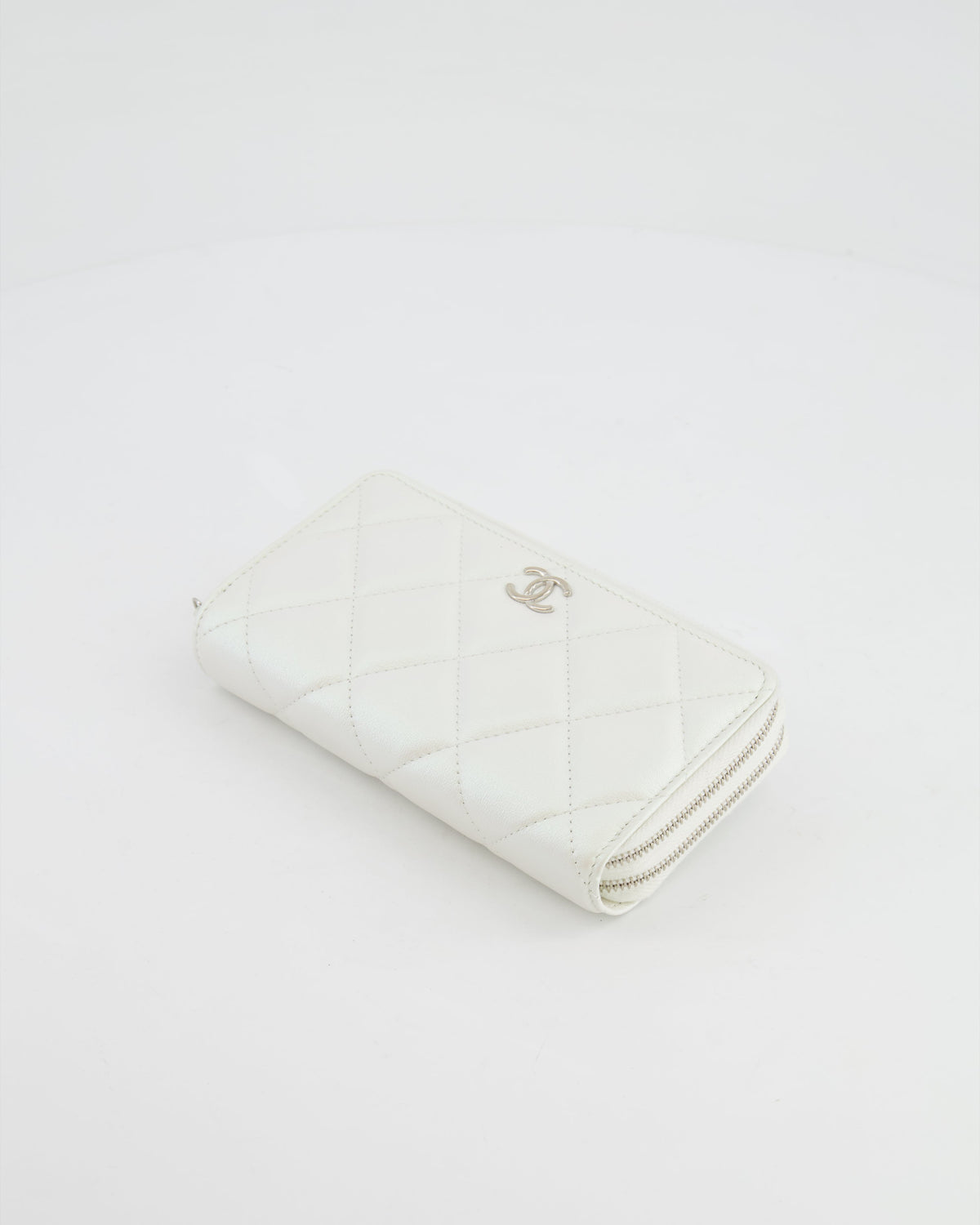 *HOT* Chanel Coco Neige White Pearlescent Lambskin Belt Bag with Silver Hardware