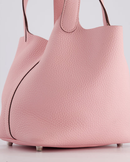 *ULTRA RARE* Hermès Picotin Bag 18cm in Rose Sakura Clemence Leather with Palladium Hardware