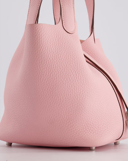 *ULTRA RARE* Hermès Picotin Bag 18cm in Rose Sakura Clemence Leather with Palladium Hardware