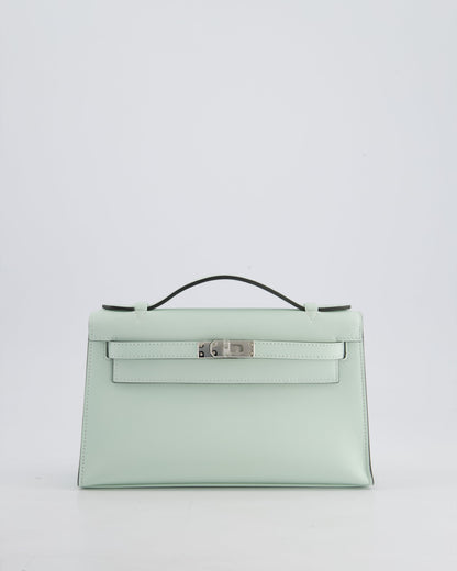 *HOT NEW COLOUR* Hermès Mini Kelly Pochette Bag in Vert Peppermint Swift Leather with Palladium Hardware