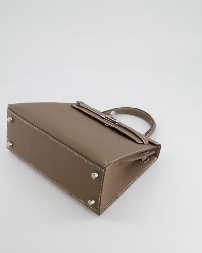 Hermès Kelly Sellier 25cm Bag in Etoupe Epsom Leather with Palladium Hardware