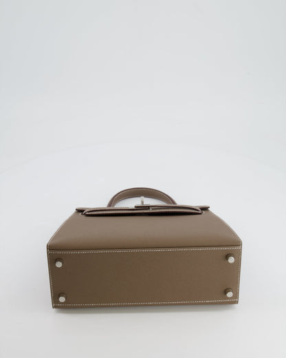 Hermès Kelly Sellier 25cm Bag in Etoupe Epsom Leather with Palladium Hardware