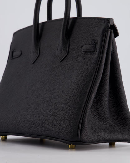 *SUPER RARE* Hermès Birkin 25 Retourne Bag in Noir Togo Leather with Brushed Gold Hardware
