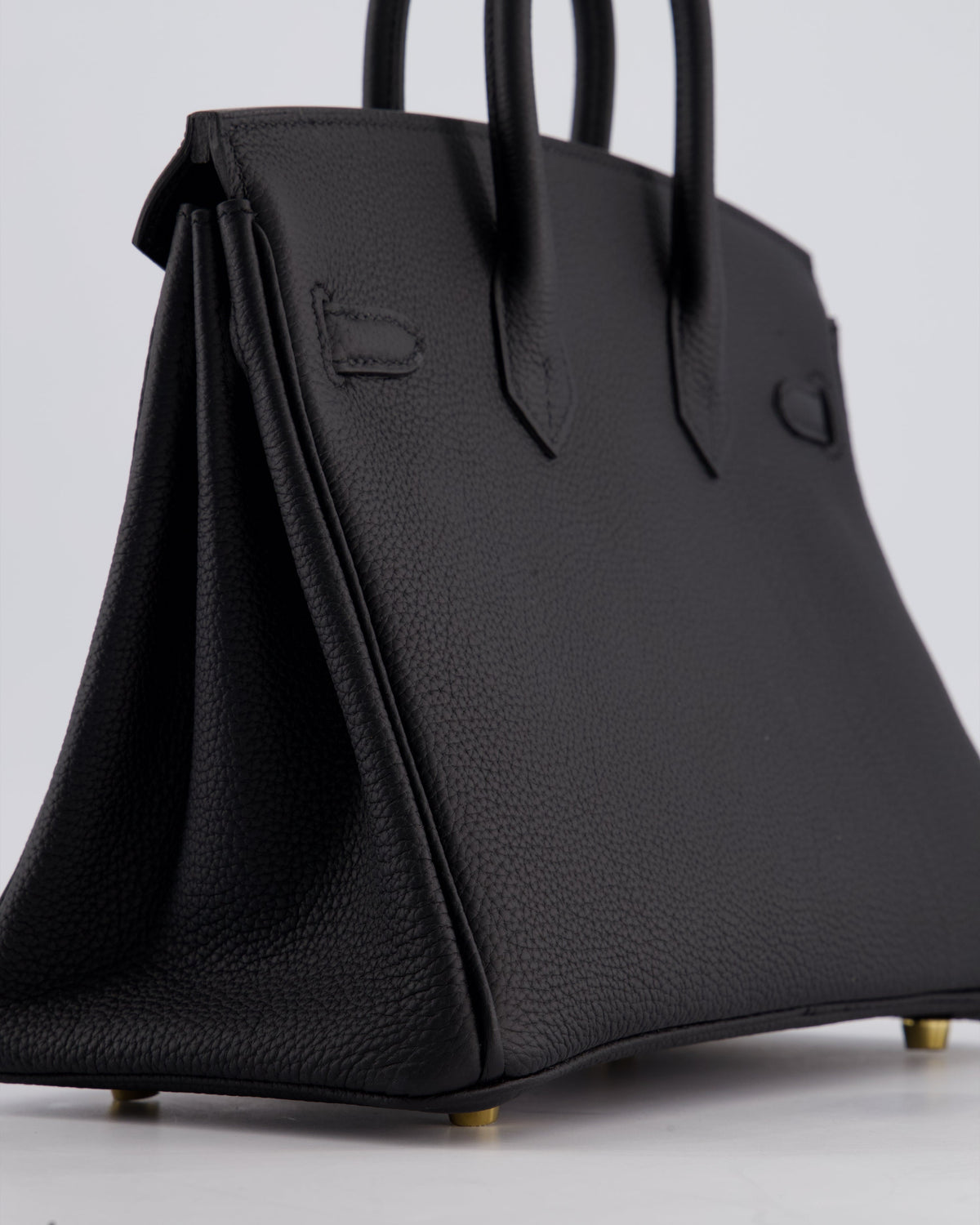 *SUPER RARE* Hermès Birkin 25 Retourne Bag in Noir Togo Leather with Brushed Gold Hardware