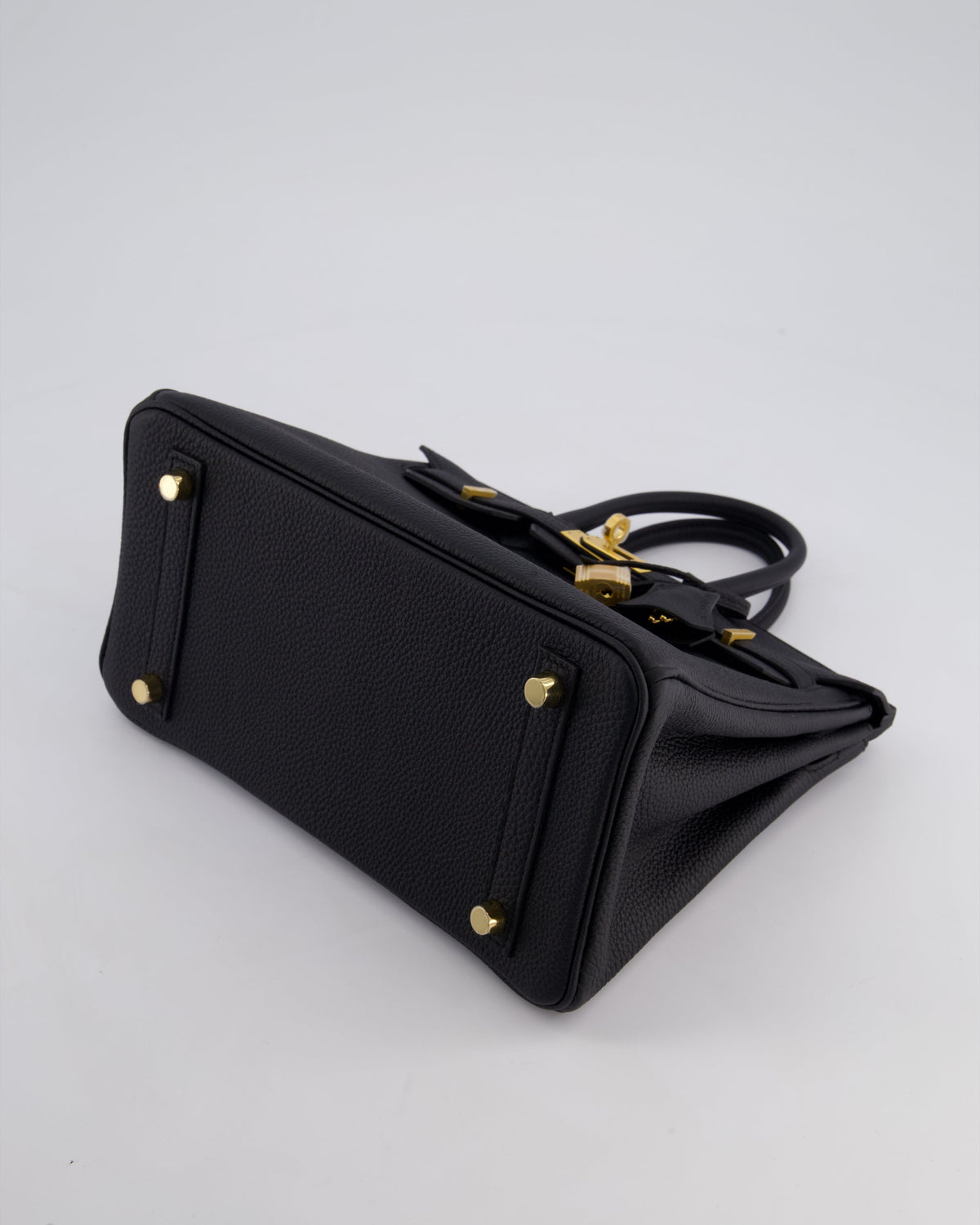 *SUPER RARE* Hermès Birkin 25 Retourne Bag in Noir Togo Leather with Brushed Gold Hardware