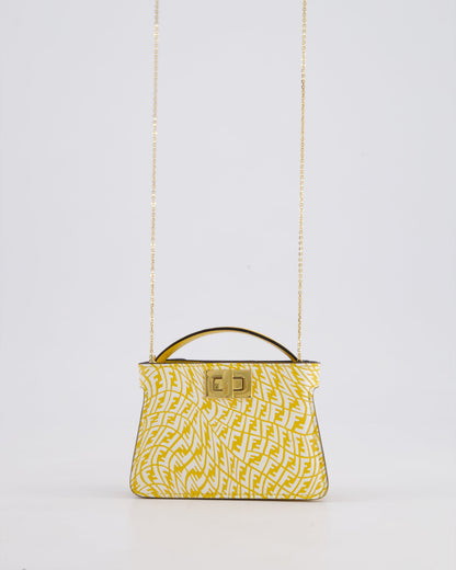 Fendi x Sarah Coleman Yellow Nano Peekaboo Bag with Gold Chain Strap