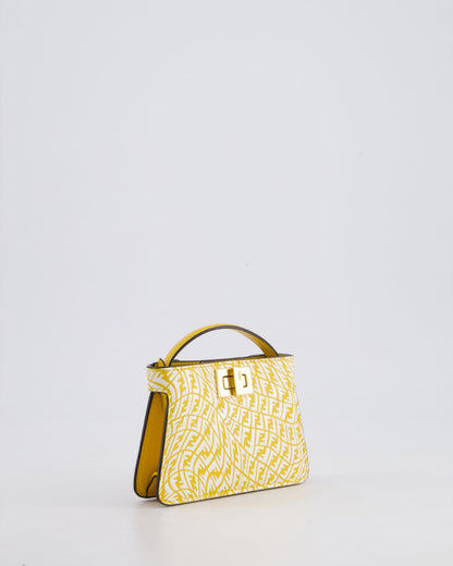 Fendi x Sarah Coleman Yellow Nano Peekaboo Bag with Gold Chain Strap