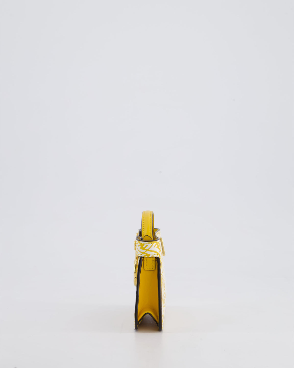 Fendi x Sarah Coleman Yellow Nano Peekaboo Bag with Gold Chain Strap