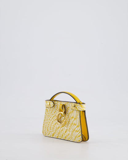 Fendi x Sarah Coleman Yellow Nano Peekaboo Bag with Gold Chain Strap
