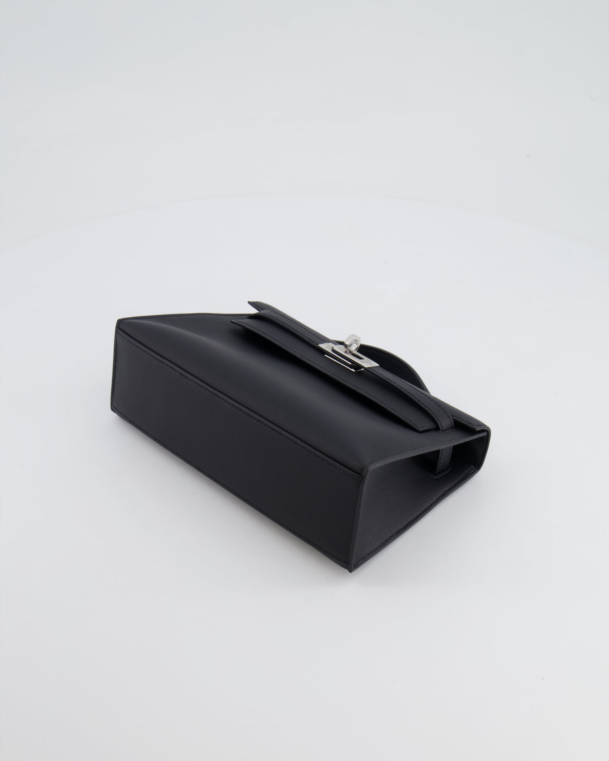 *RARE* Hermès Mini Kelly Pochette Bag in Black Swift Leather with Palladium Hardware