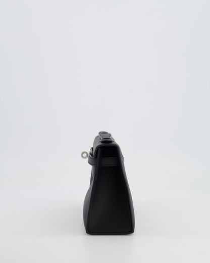 *RARE* Hermès Mini Kelly Pochette Bag in Black Swift Leather with Palladium Hardware