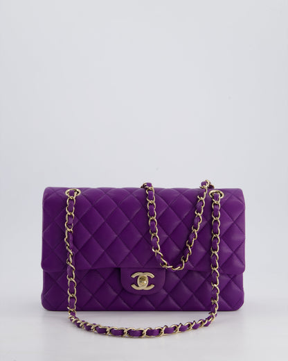 *HOT COLOUR* Chanel Purple Medium Classic Double Flap Bag in Caviar Leather with Champagne Gold Hardware