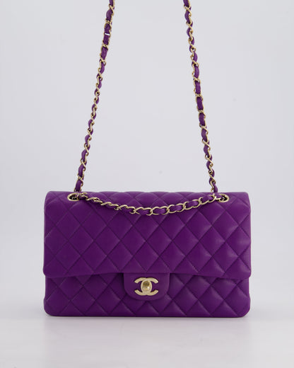 *HOT COLOUR* Chanel Purple Medium Classic Double Flap Bag in Caviar Leather with Champagne Gold Hardware