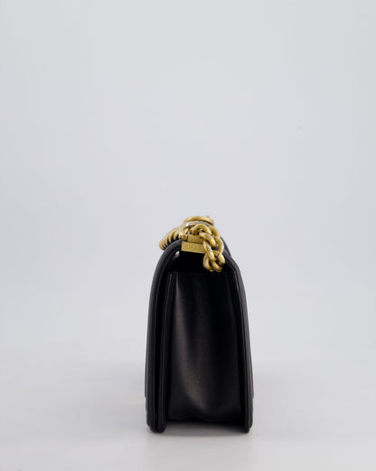 *FIRE PRICE* Chanel Black Medium Boy Bag in Lambskin Leather with Brushed Gold Hardware