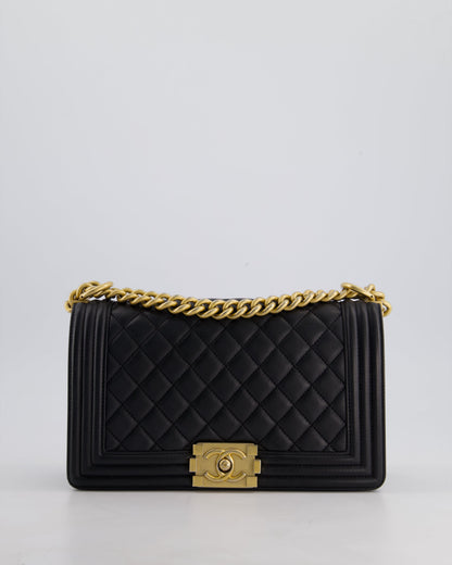 *FIRE PRICE* Chanel Black Medium Boy Bag in Lambskin Leather with Brushed Gold Hardware