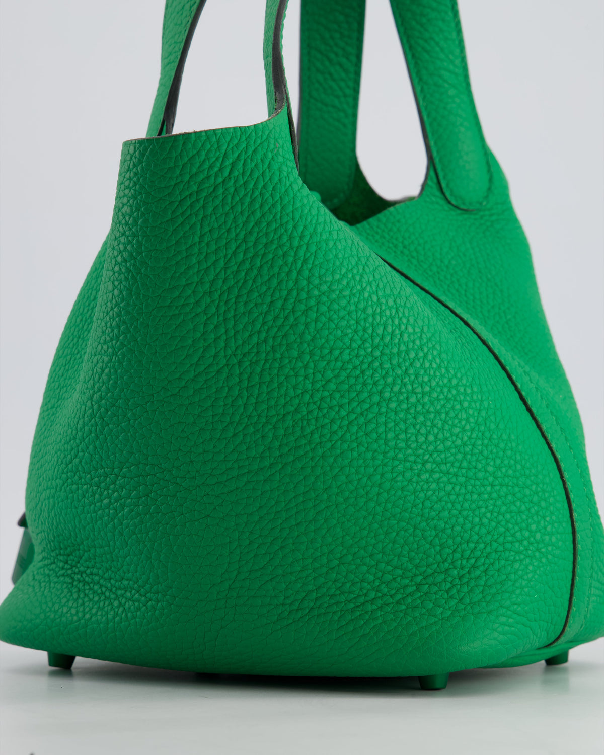 Hermès Picotin Lock 18cm in Bamboo Clemence Leather with Metallic Green Hardware