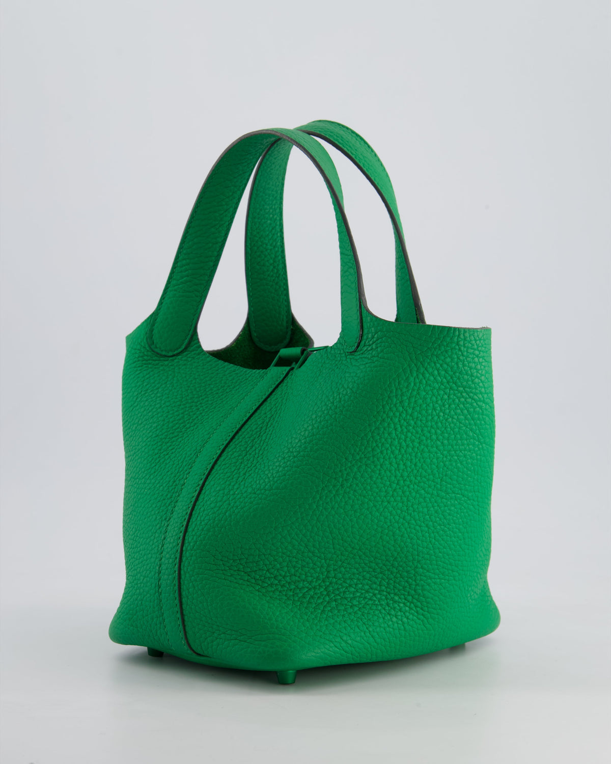 Hermès Picotin Lock 18cm in Bamboo Clemence Leather with Metallic Green Hardware