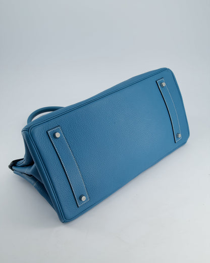 *COLLECTORS* Hermès Birkin JPG Bag in Bleu Jean Clemence Leather with Palladium Hardware