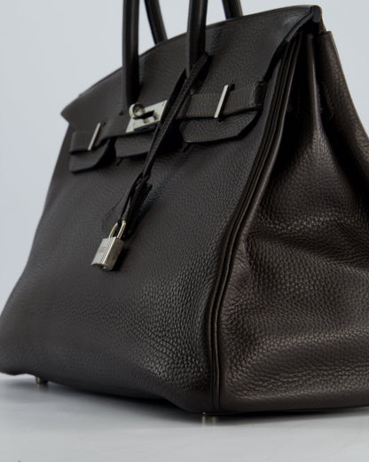 Hermès Birkin 35cm Bag in Chocolat Clemence Leather with Palladium Hardware