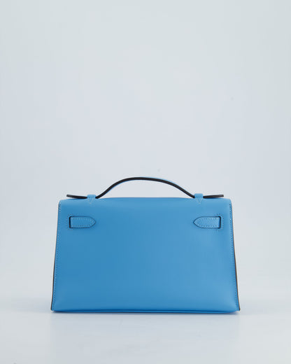 Hermès Kelly Pochette Bag in Bleu Celeste Swift Leather with Gold Hardware