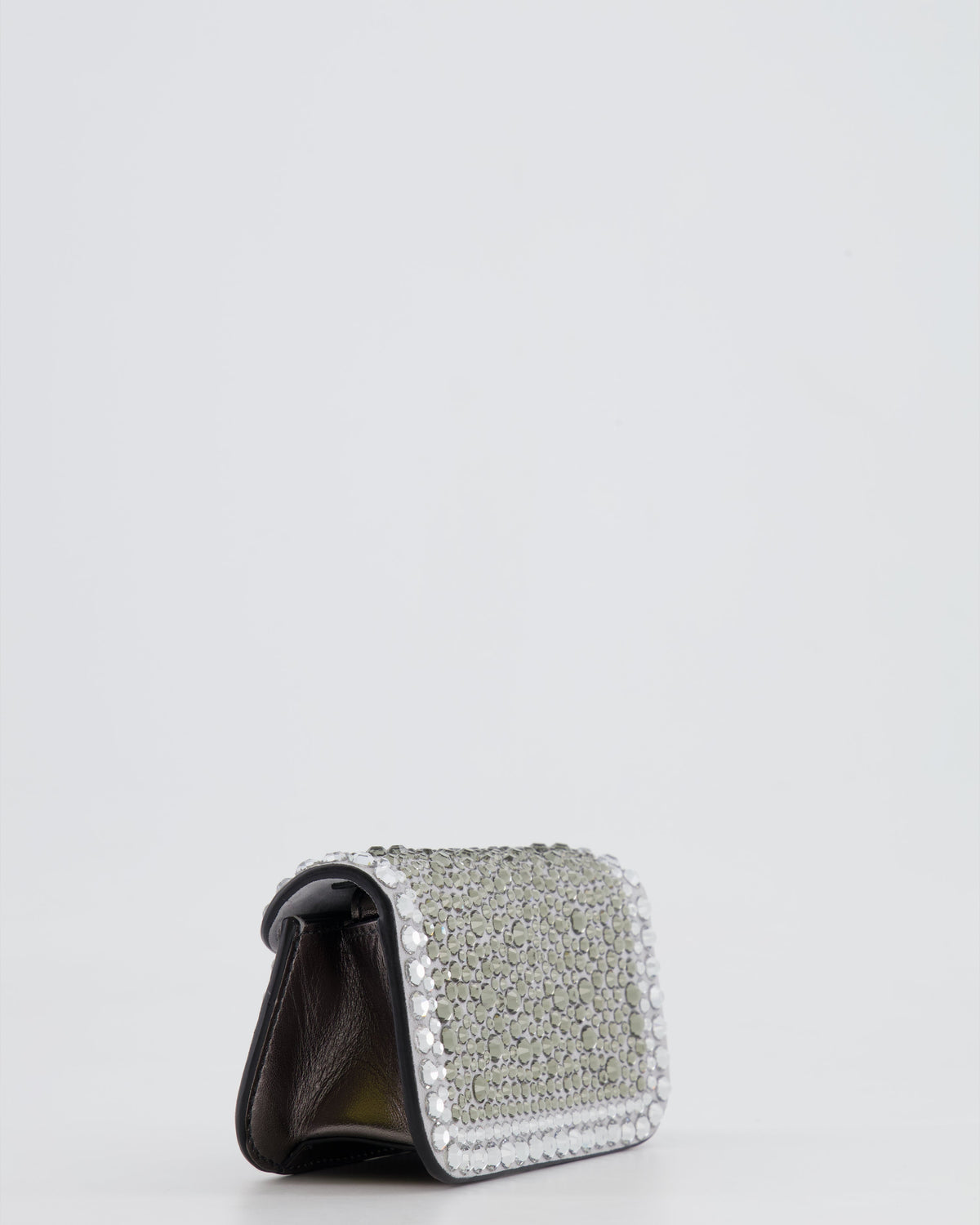 Valentino Silver Micro Logo Chain Bag with Rhinestones and Silver Hardware RRP £2,000