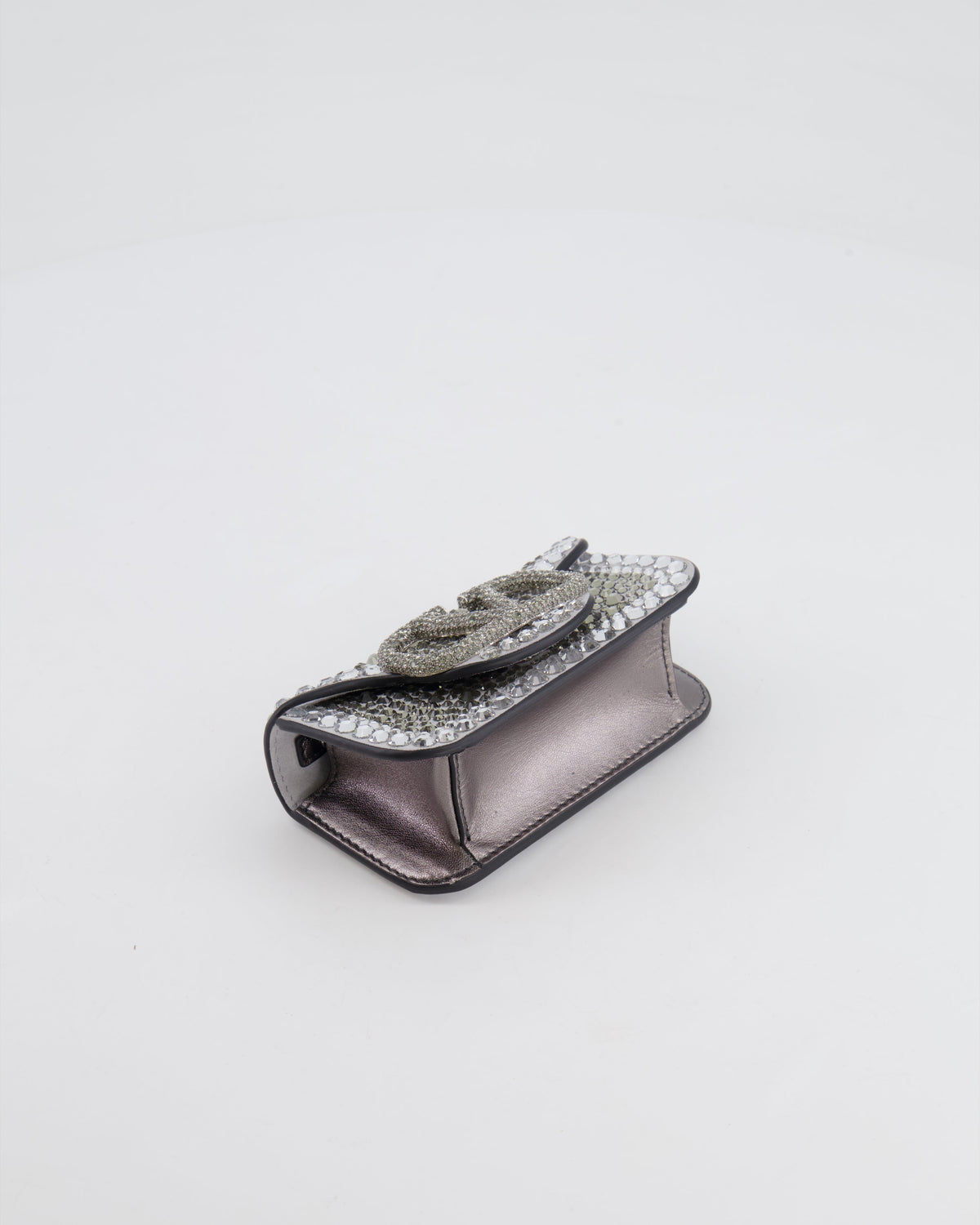 Valentino Silver Micro Logo Chain Bag with Rhinestones and Silver Hardware RRP £2,000